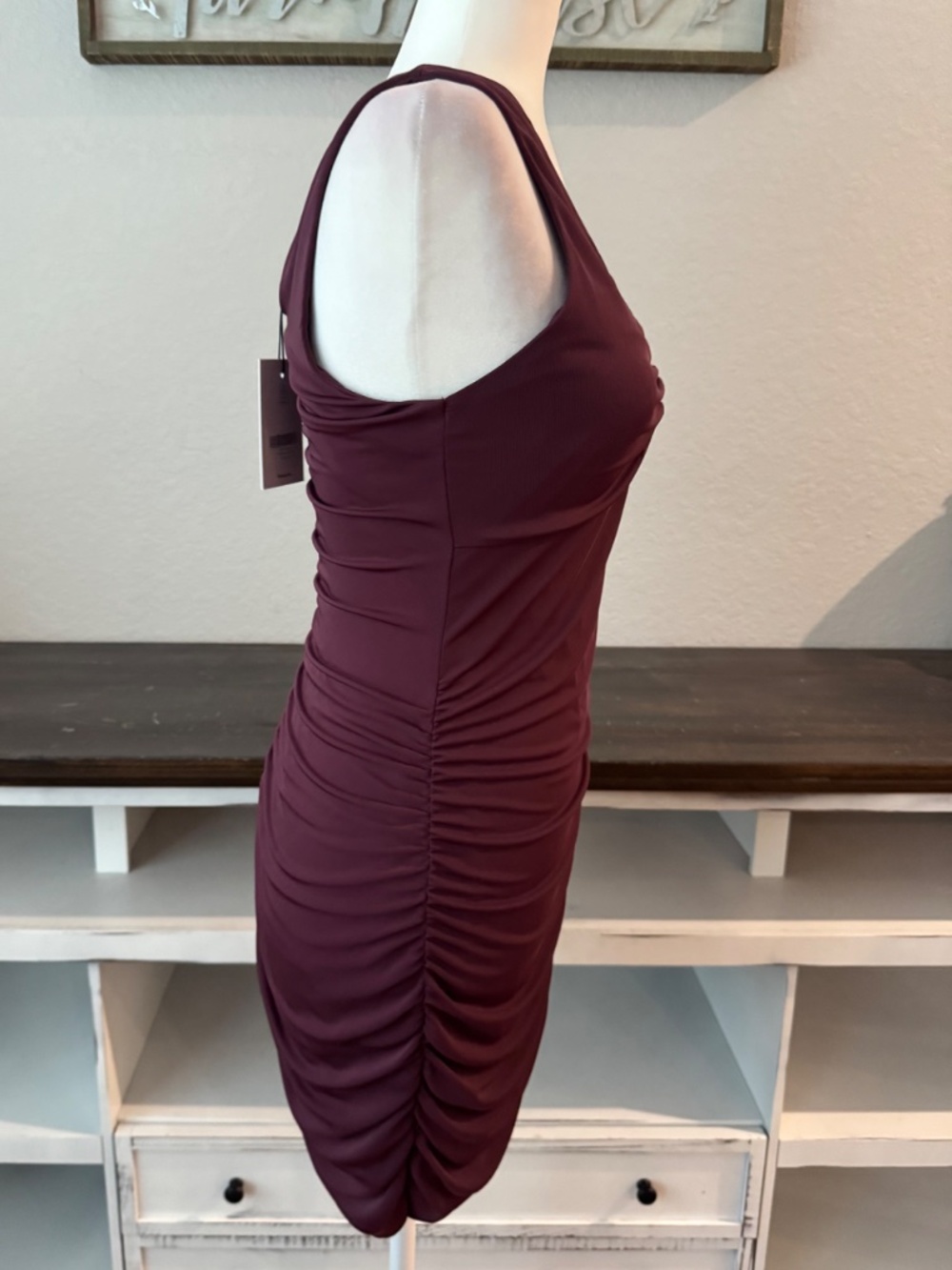 NWT Reformation Emma Knit Dress Mole Burgundy Women's Size M Off Shoulder BB - Picture 4 of 10